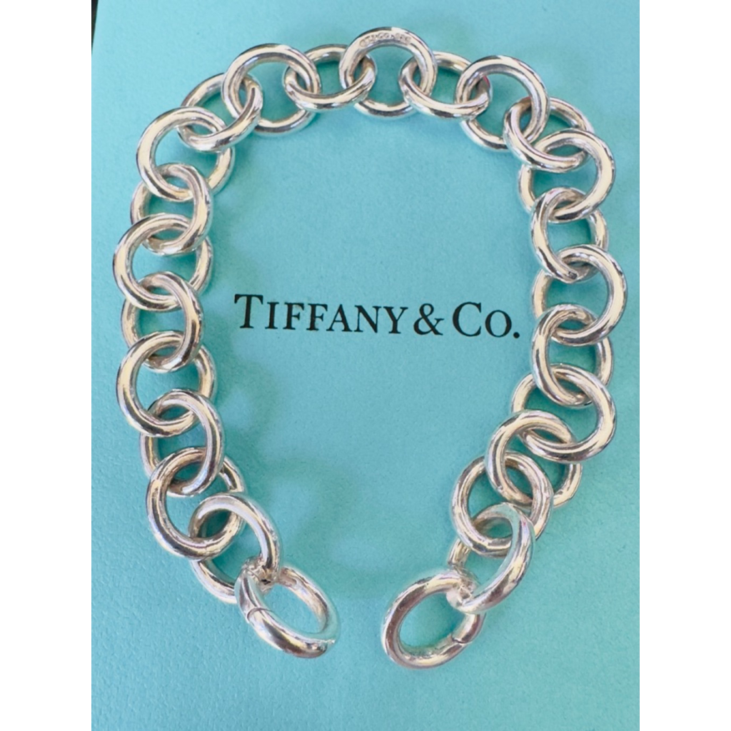 Tiffany Co Sterling Silver Large Link Bracelet End Clasping Links 7.9”